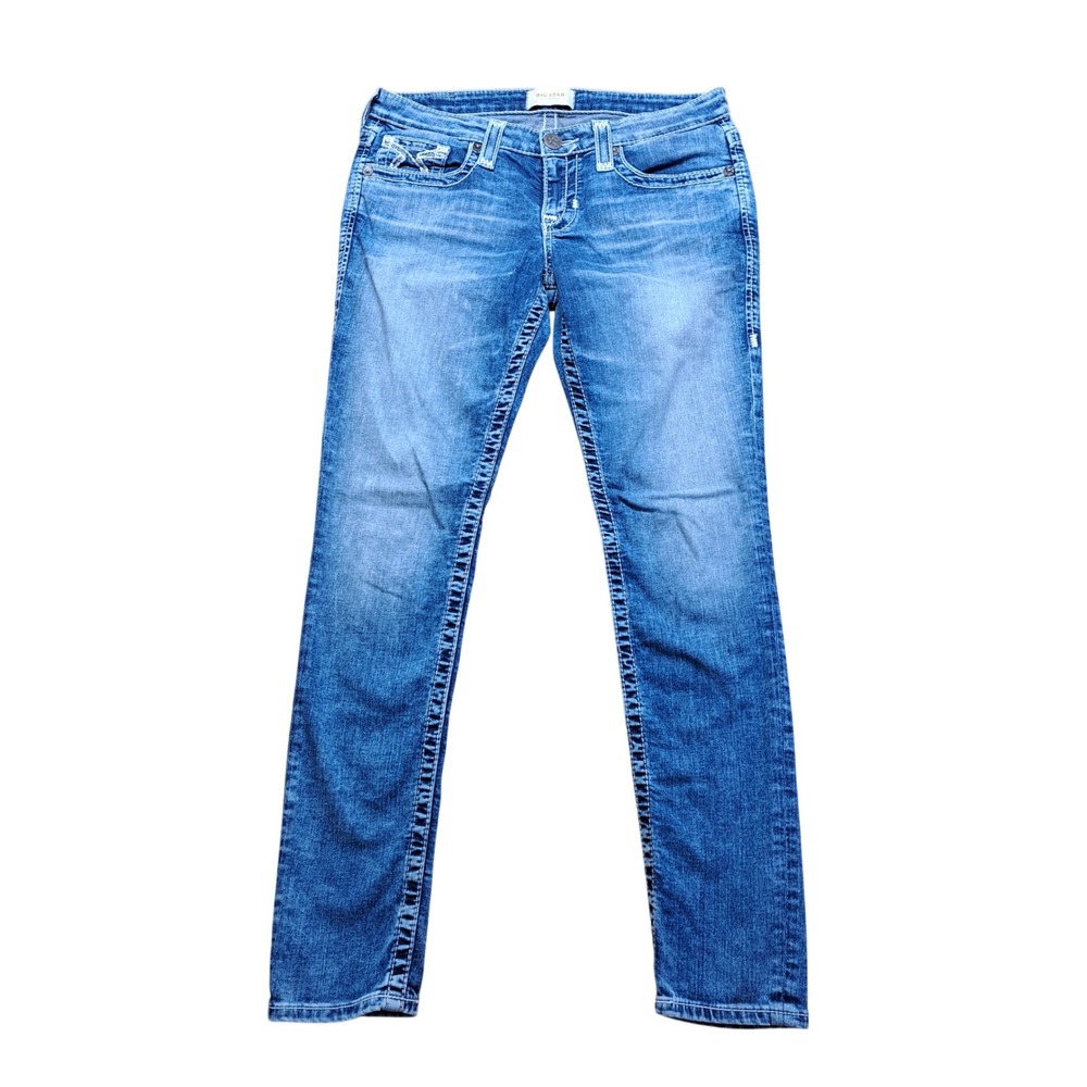 Big Star Liv Skinny Jeans Womens 30R Blue Excellent Low Rise Contrast Stitch